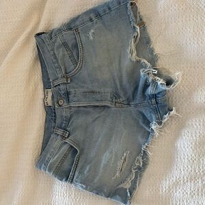 Free People Frayed Light Blue Jean Shorts